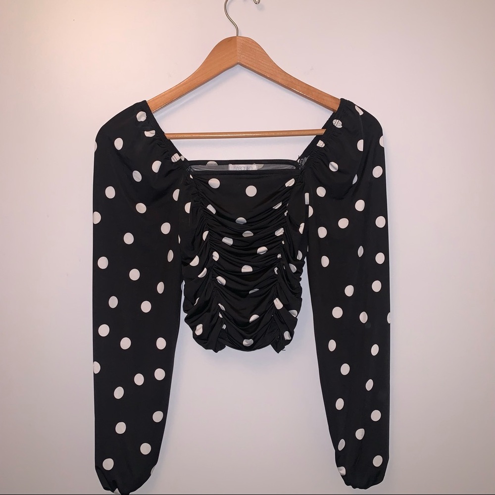 Black and white polka dot blouse